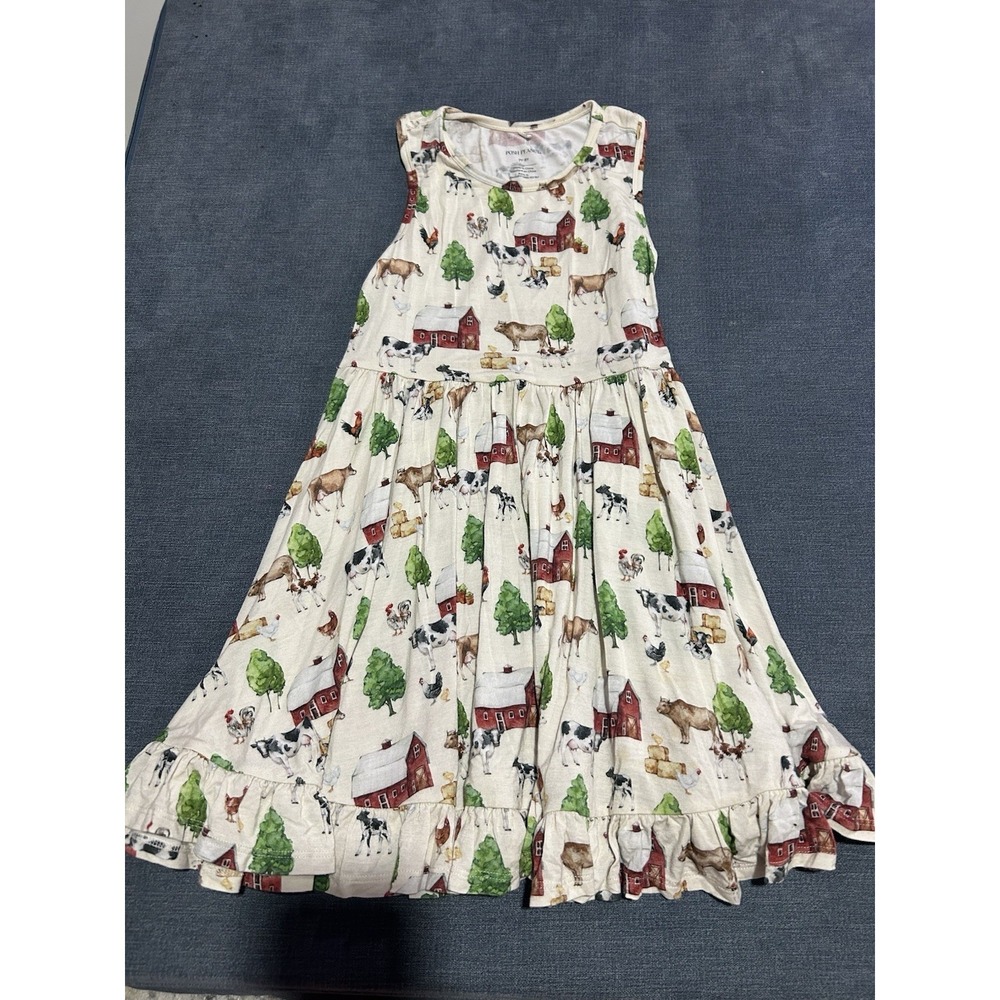 Posh Peanut Girls Bamboo Farm Print Dress Size 7/8